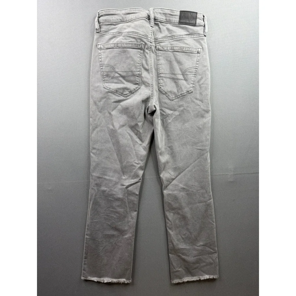 American Eagle Jeans Womens‎ Grey Hi-Rise Crop Flare Button Fly Stretch 4